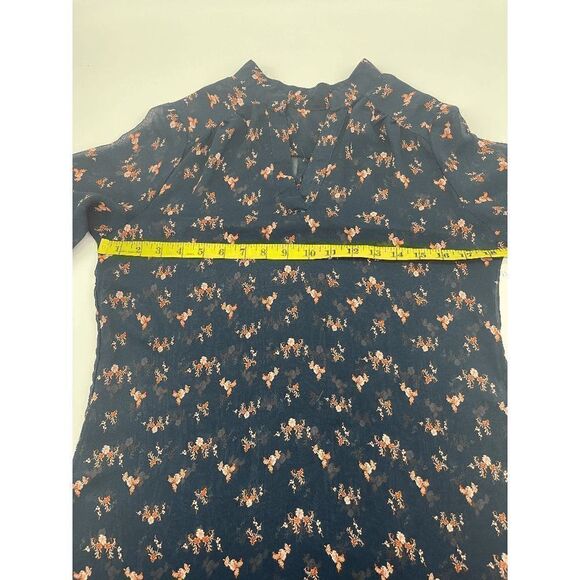 Tunic Shirt for Women Floral Pattern Sheer Collarless Long Sleeves Sz M* Multico - Picture 4 of 5